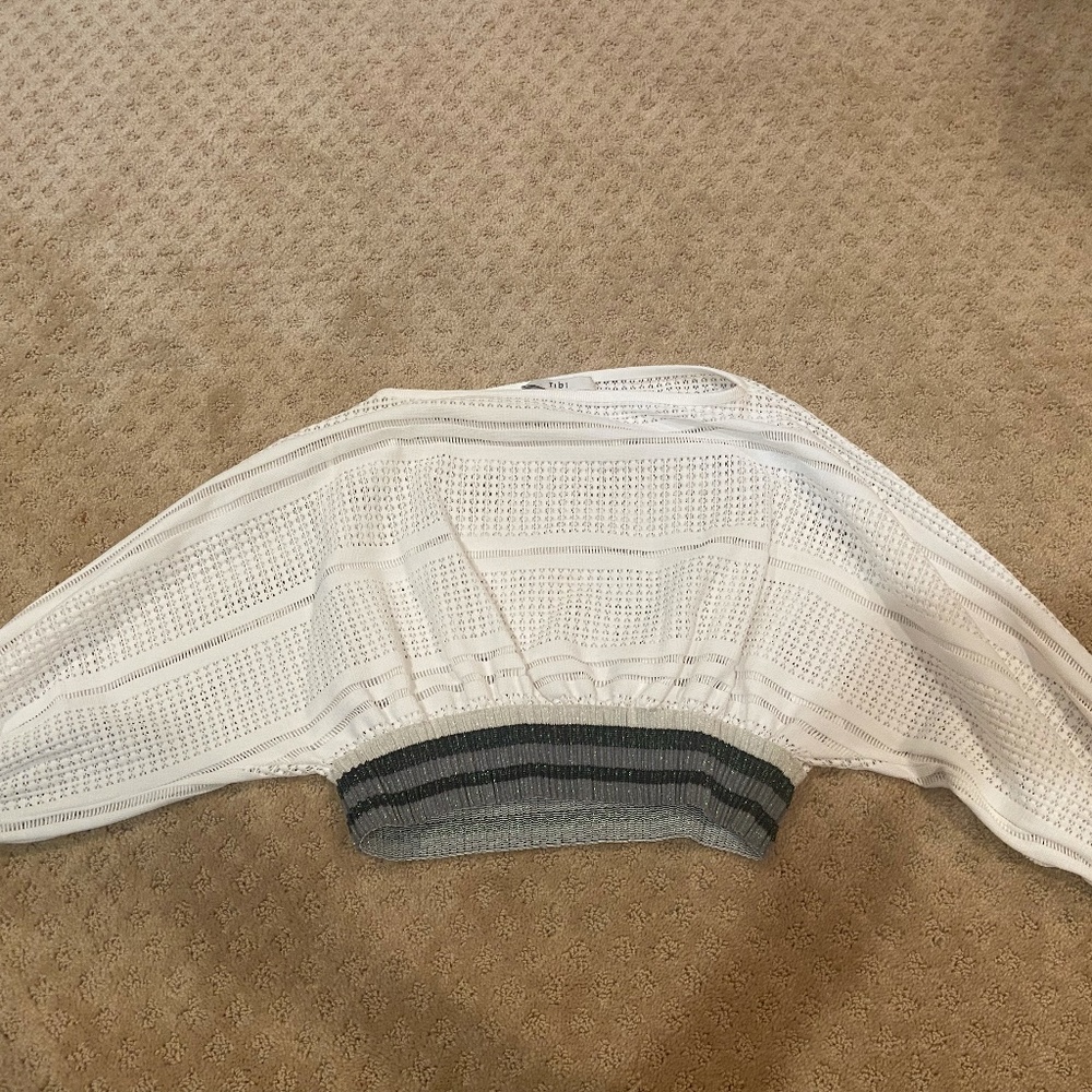 Tibi White/Glitter Crop Top